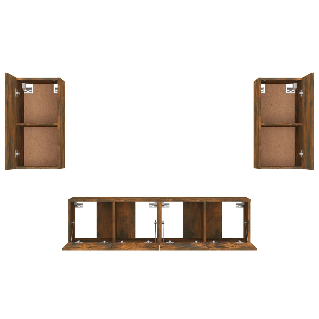 4 Piece TV Cabinet Set Smoked Oak Engineered Wood