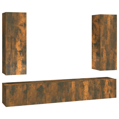 5 Piece TV Cabinet Set Smoked Oak Engineered Wood