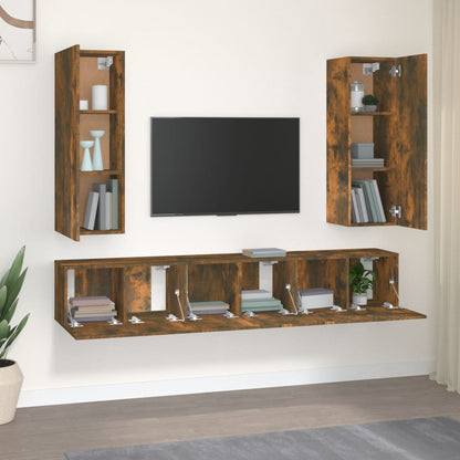 5 Piece TV Cabinet Set Smoked Oak Engineered Wood