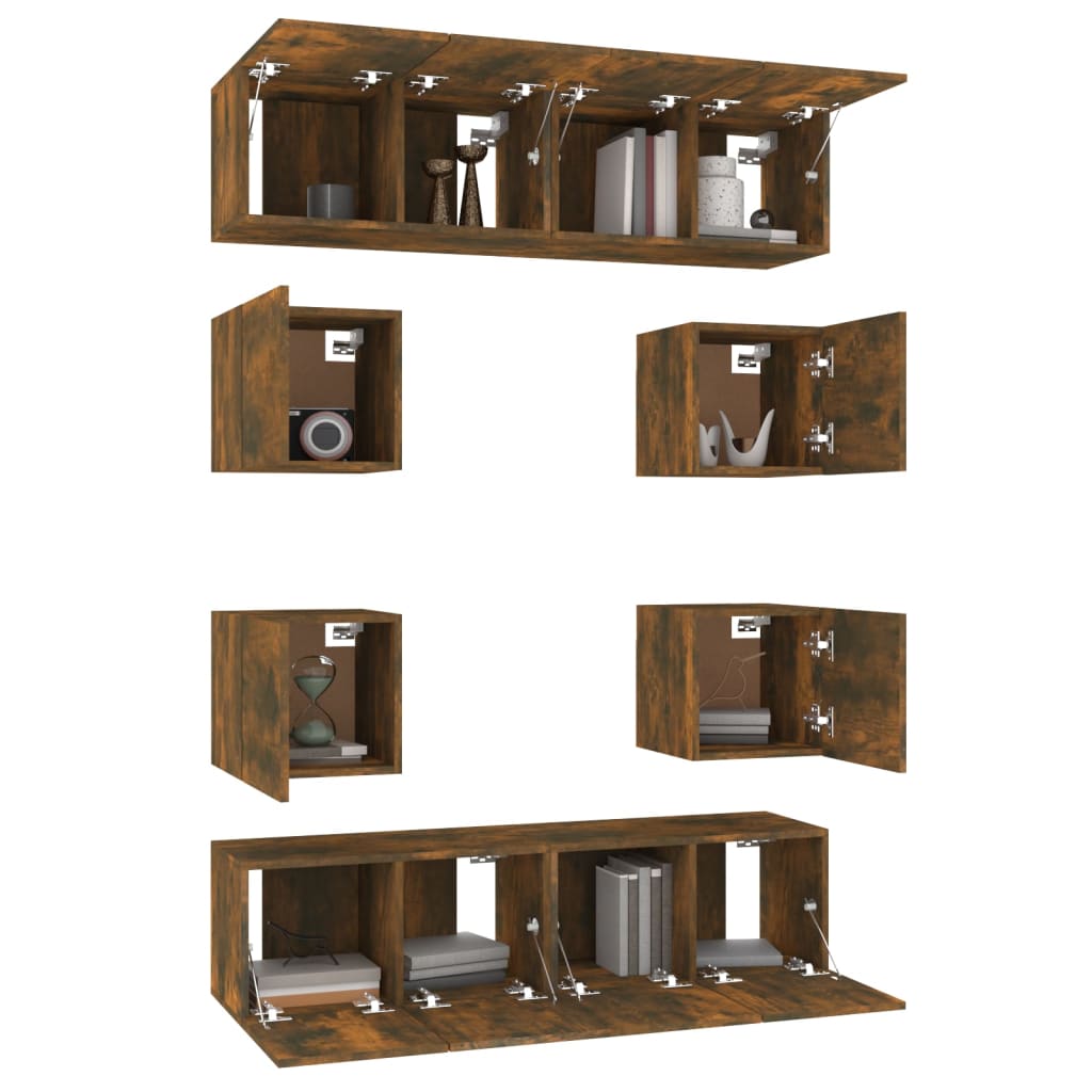 8 Piece TV Cabinet Set Smoked Oak Engineered Wood