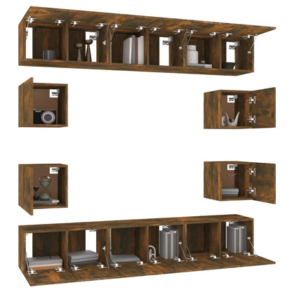 10 Piece TV Cabinet Set Smoked Oak Engineered Wood