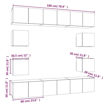 10 Piece TV Cabinet Set Smoked Oak Engineered Wood