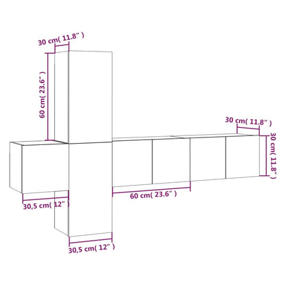 5 Piece TV Cabinet Set Smoked Oak Engineered Wood