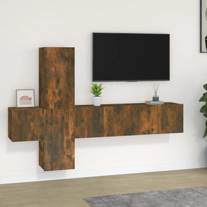 5 Piece TV Cabinet Set Smoked Oak Engineered Wood