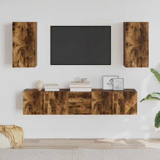 5 Piece TV Cabinet Set Smoked Oak Engineered Wood
