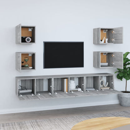 7 Piece TV Cabinet Set Grey Sonoma Engineered Wood