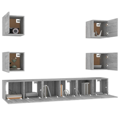 7 Piece TV Cabinet Set Grey Sonoma Engineered Wood