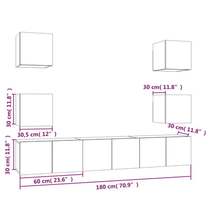 7 Piece TV Cabinet Set Grey Sonoma Engineered Wood