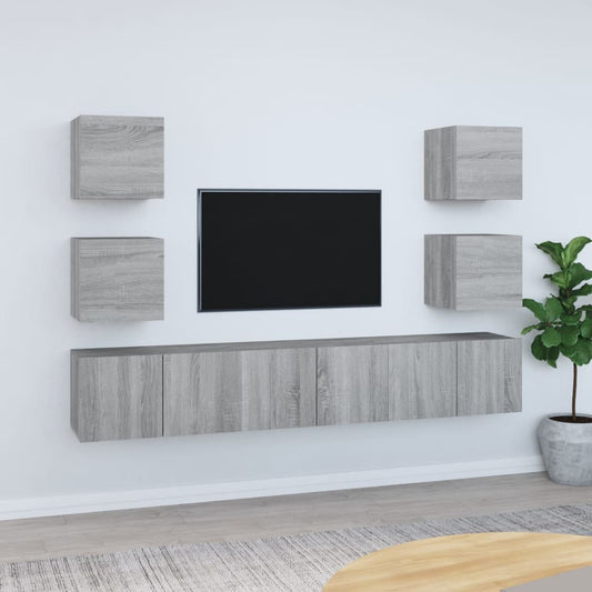 7 Piece TV Cabinet Set Grey Sonoma Engineered Wood