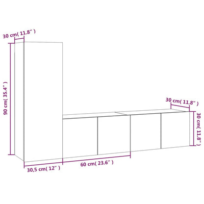 3 Piece TV Cabinet Set Smoked Oak Engineered Wood