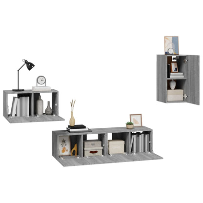 4 Piece TV Cabinet Set Grey Sonoma Engineered Wood