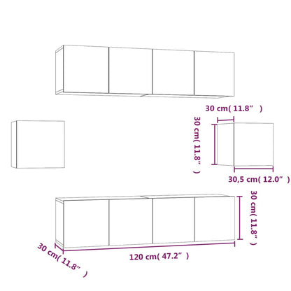 6 Piece TV Cabinet Set Grey Sonoma Engineered Wood