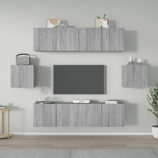 6 Piece TV Cabinet Set Grey Sonoma Engineered Wood