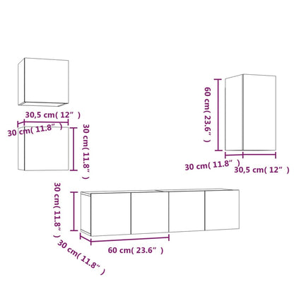 5 Piece TV Cabinet Set Grey Sonoma Engineered Wood