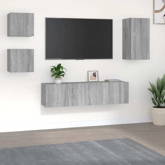 5 Piece TV Cabinet Set Grey Sonoma Engineered Wood