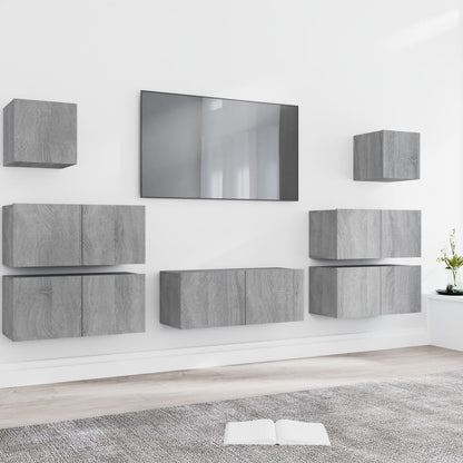 7 Piece TV Cabinet Set Grey Sonoma Engineered Wood