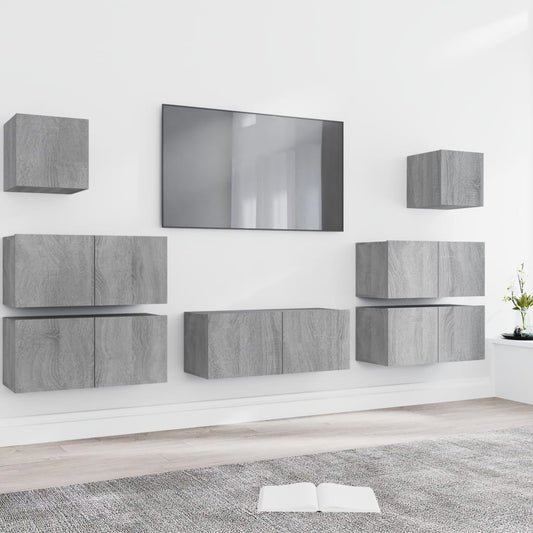 7 Piece TV Cabinet Set Grey Sonoma Engineered Wood