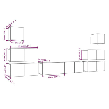 8 Piece TV Cabinet Set Grey Sonoma Engineered Wood