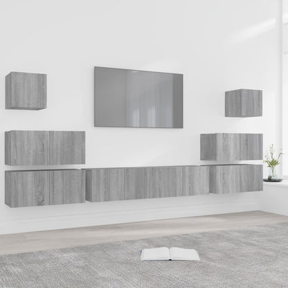 8 Piece TV Cabinet Set Grey Sonoma Engineered Wood