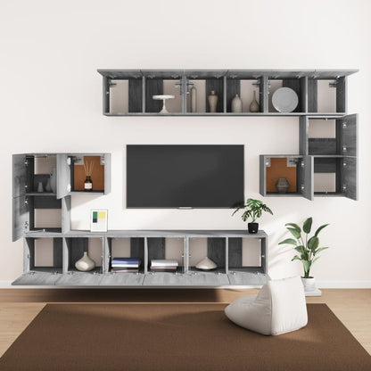 10 Piece TV Cabinet Set Grey Sonoma Engineered Wood