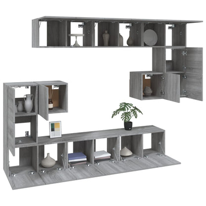 10 Piece TV Cabinet Set Grey Sonoma Engineered Wood