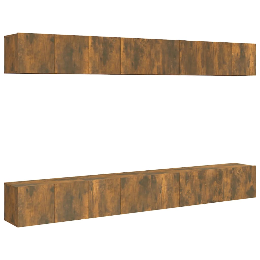 TV Cabinets 8 pcs Smoked Oak 60x30x30 cm Engineered Wood