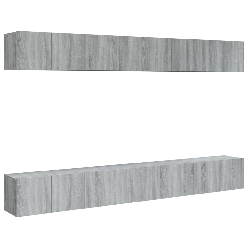 TV Cabinets 8 pcs Grey Sonoma 60x30x30 cm Engineered Wood
