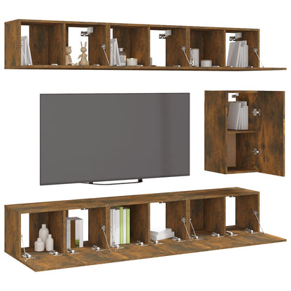 7 Piece TV Cabinet Set Smoked Oak Engineered Wood