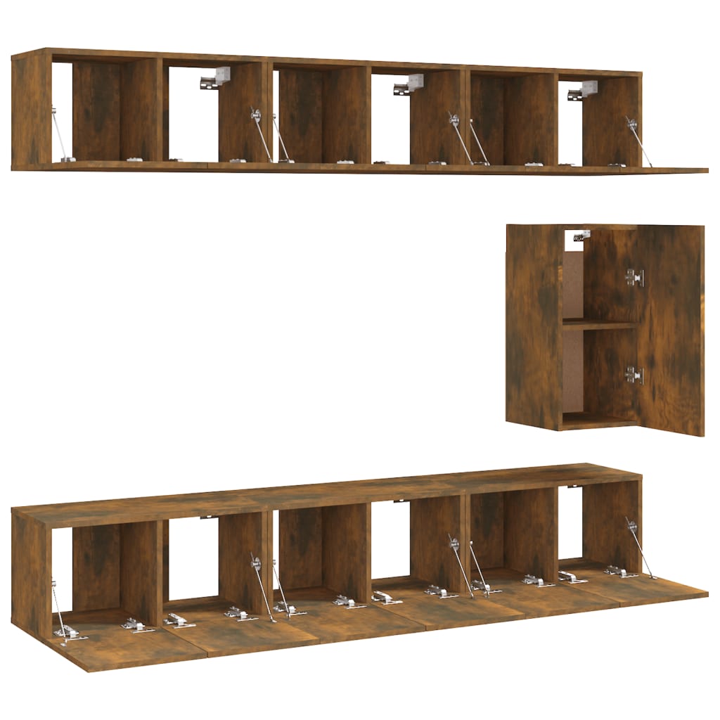 7 Piece TV Cabinet Set Smoked Oak Engineered Wood