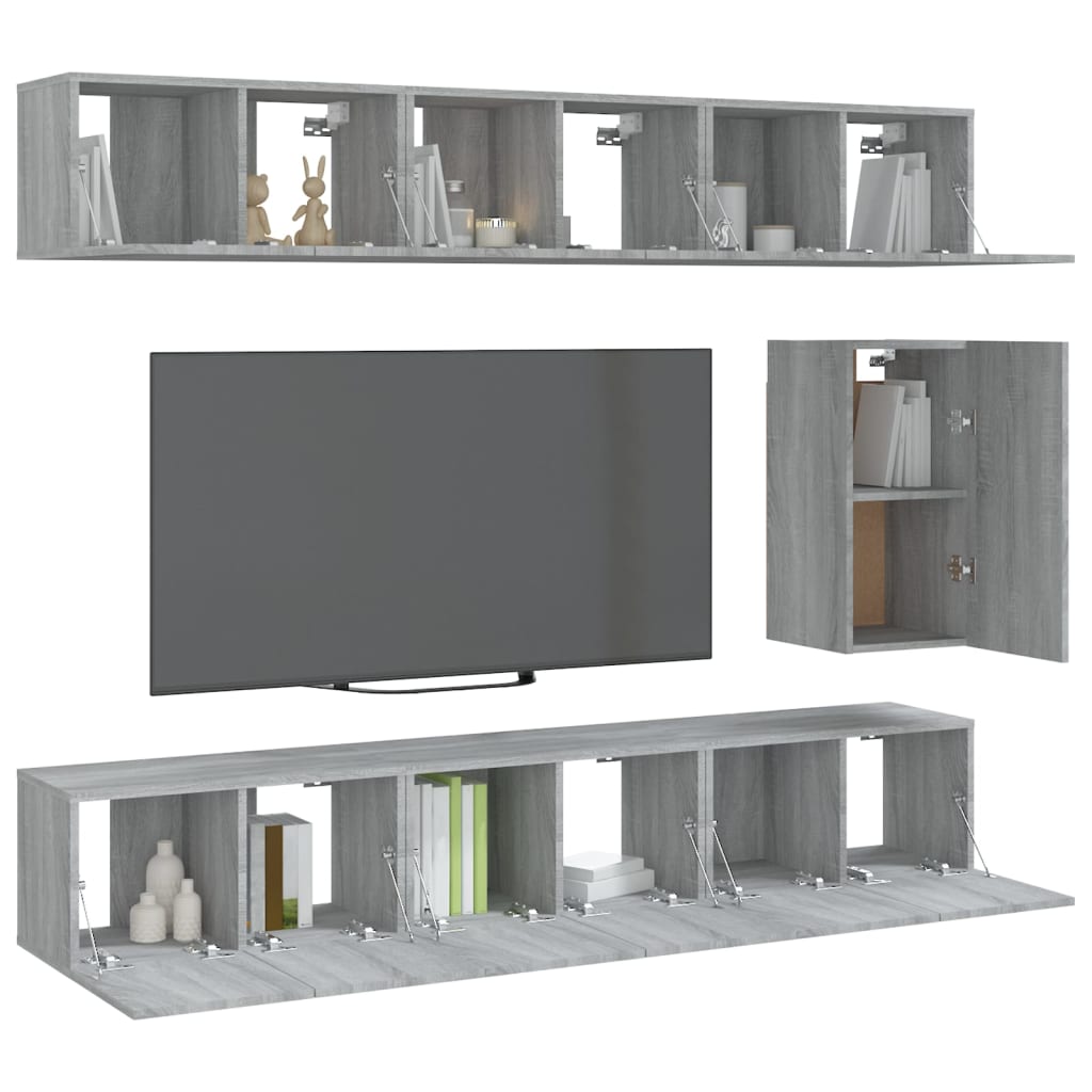 7 Piece TV Cabinet Set Grey Sonoma Engineered Wood