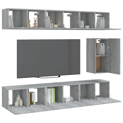 7 Piece TV Cabinet Set Grey Sonoma Engineered Wood