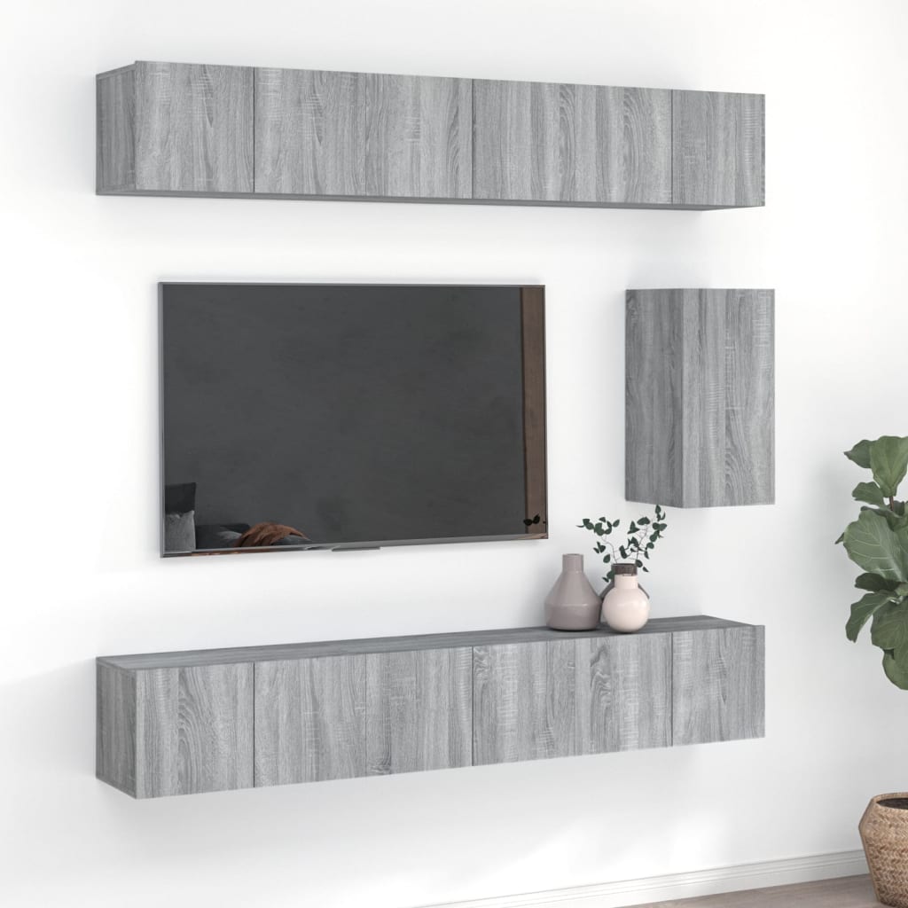 7 Piece TV Cabinet Set Grey Sonoma Engineered Wood