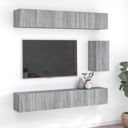 7 Piece TV Cabinet Set Grey Sonoma Engineered Wood