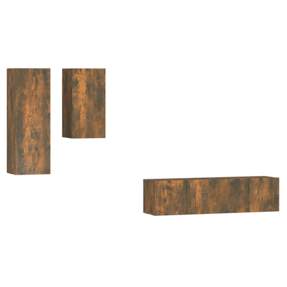 4 Piece TV Cabinet Set Smoked Oak Engineered Wood