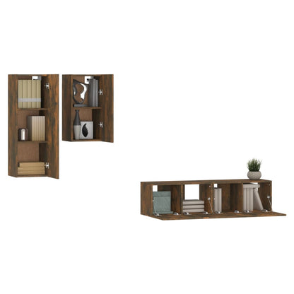 4 Piece TV Cabinet Set Smoked Oak Engineered Wood
