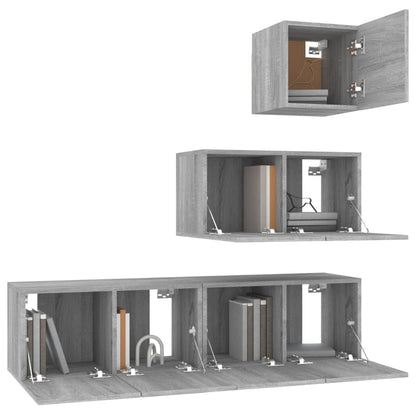 4 Piece TV Cabinet Set Grey Sonoma Engineered Wood