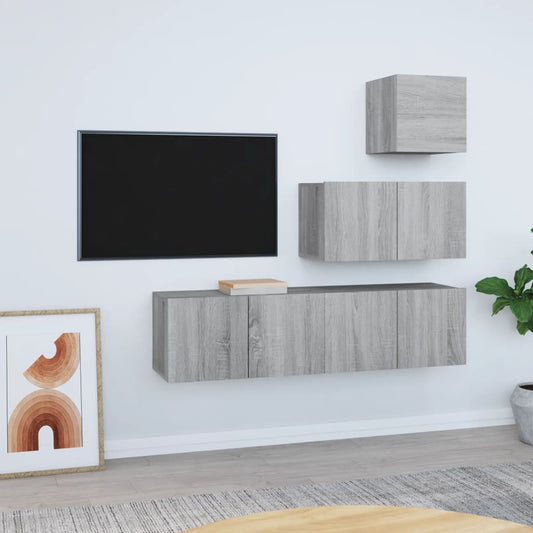 4 Piece TV Cabinet Set Grey Sonoma Engineered Wood
