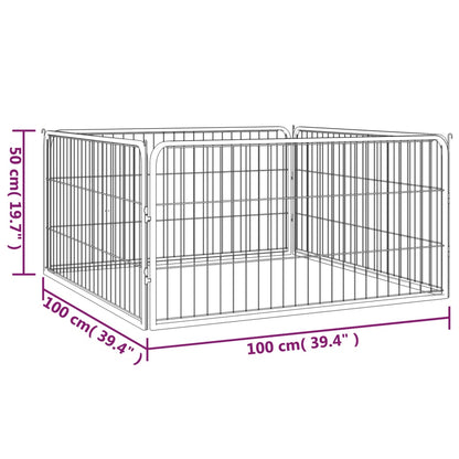 Dog Playpen 4 Panels Black 100x50 cm Powder-coated Steel