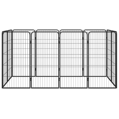 12-Panel Dog Playpen Black 50x100 cm Powder-coated Steel