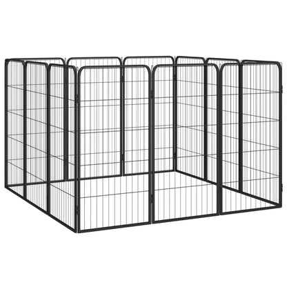 12-Panel Dog Playpen Black 50x100 cm Powder-coated Steel