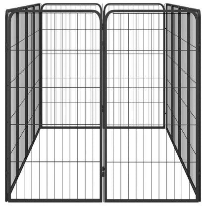 12-Panel Dog Playpen Black 50x100 cm Powder-coated Steel