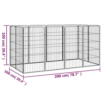 12-Panel Dog Playpen Black 50x100 cm Powder-coated Steel