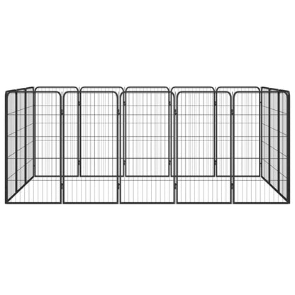 16-Panel Dog Playpen Black 50x100 cm Powder-coated Steel