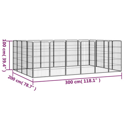 20-Panel Dog Playpen Black 50x100 cm Powder-coated Steel
