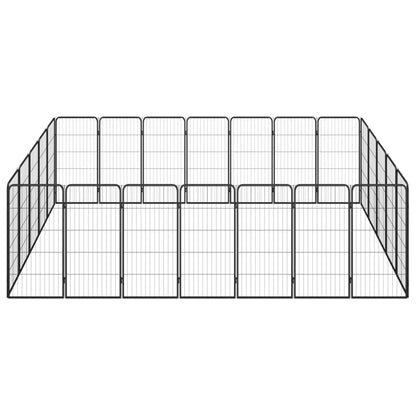 24-Panel Dog Playpen Black 50x100 cm Powder-coated Steel
