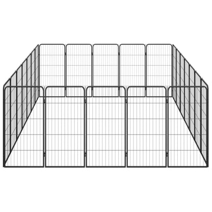 24-Panel Dog Playpen Black 50x100 cm Powder-coated Steel