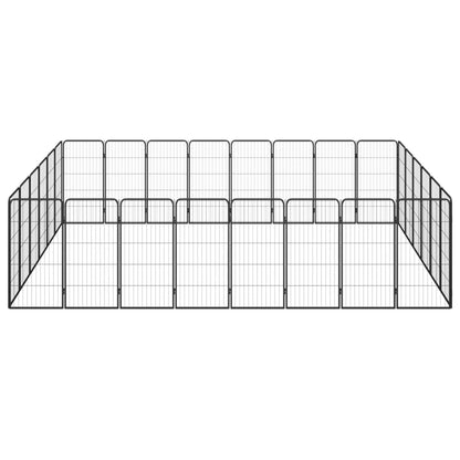 28-Panel Dog Playpen Black 50x100 cm Powder-coated Steel