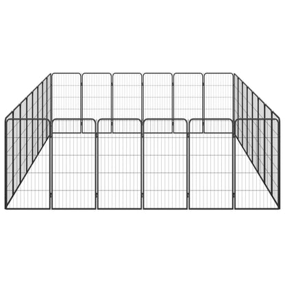 28-Panel Dog Playpen Black 50x100 cm Powder-coated Steel