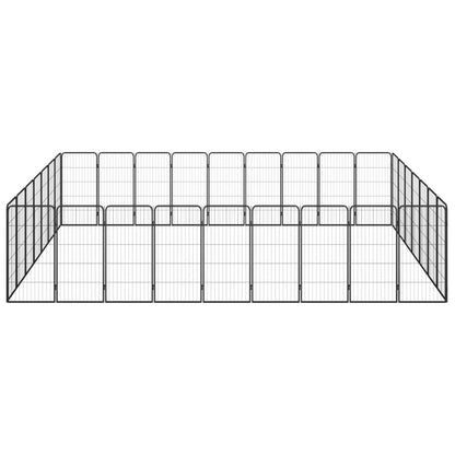 32-Panel Dog Playpen Black 50x100 cm Powder-coated Steel