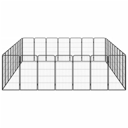 32-Panel Dog Playpen Black 50x100 cm Powder-coated Steel